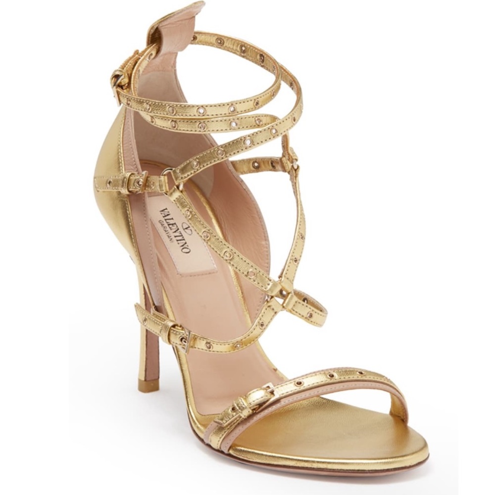Valentino Garavani gold strap heels